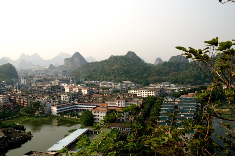 Guilin with Mountains Behind