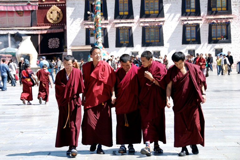 Monks in Barkhor Square