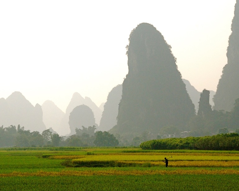 Mountains with Farmer